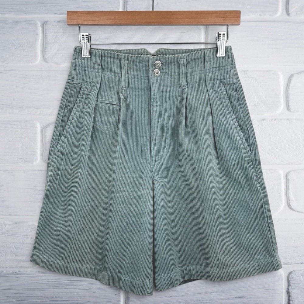 VTG 90's Corduroy Bermuda Mom Shorts Sz 5/6 Mint Green Academia Preppy Old Money
